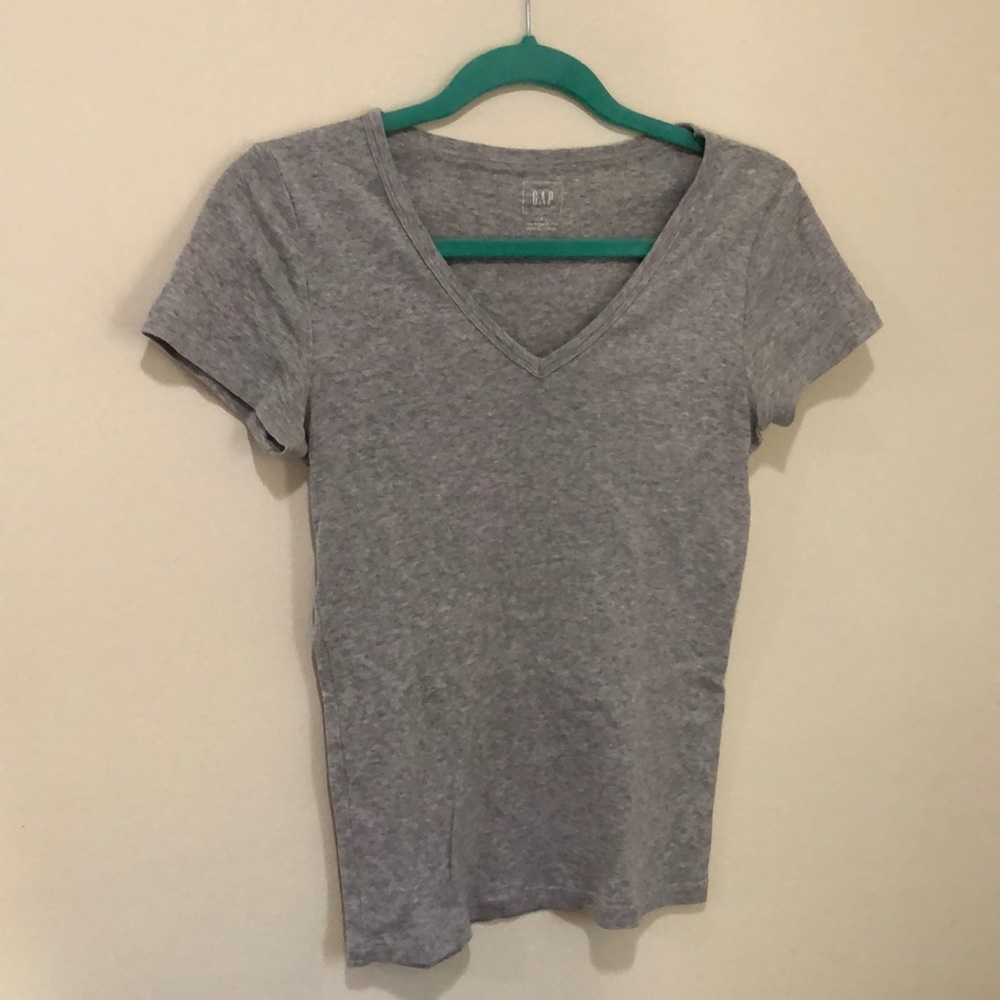 Gap Cotton Gray V-Neck T-Shirt